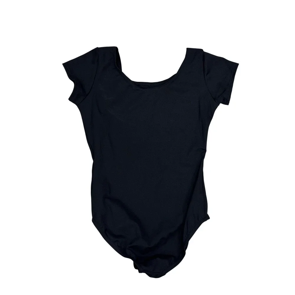 Capezio girls Team Basic Short Sleeve athletic leotards, Black,‎ Sz. Lg